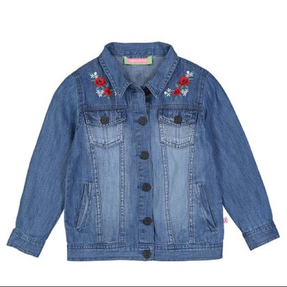 Sophie & Sam Blue Floral-Applique Denim Jacket